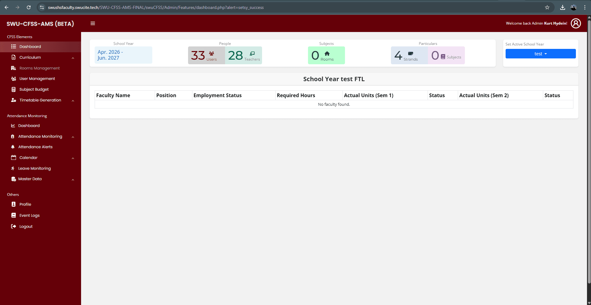 SWU Class & Faculty Scheduling System screenshot 2