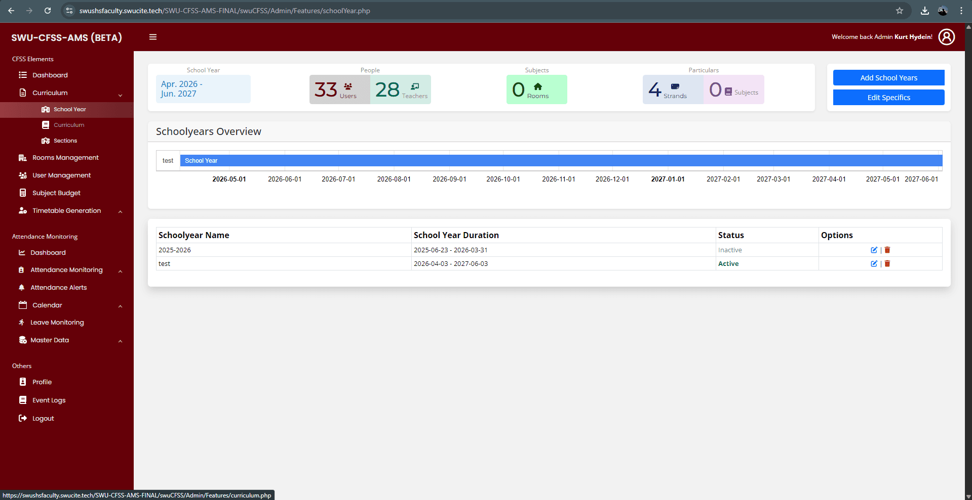 SWU Class & Faculty Scheduling System screenshot 3